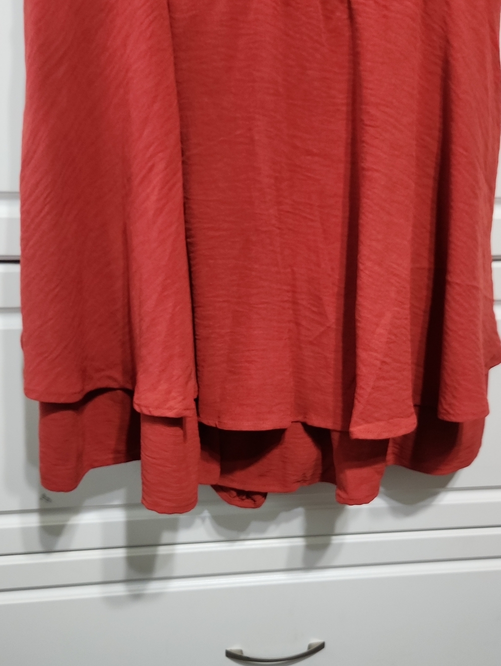 Rust Red Ruffled Dress With Shorts - Picture 4 of 7